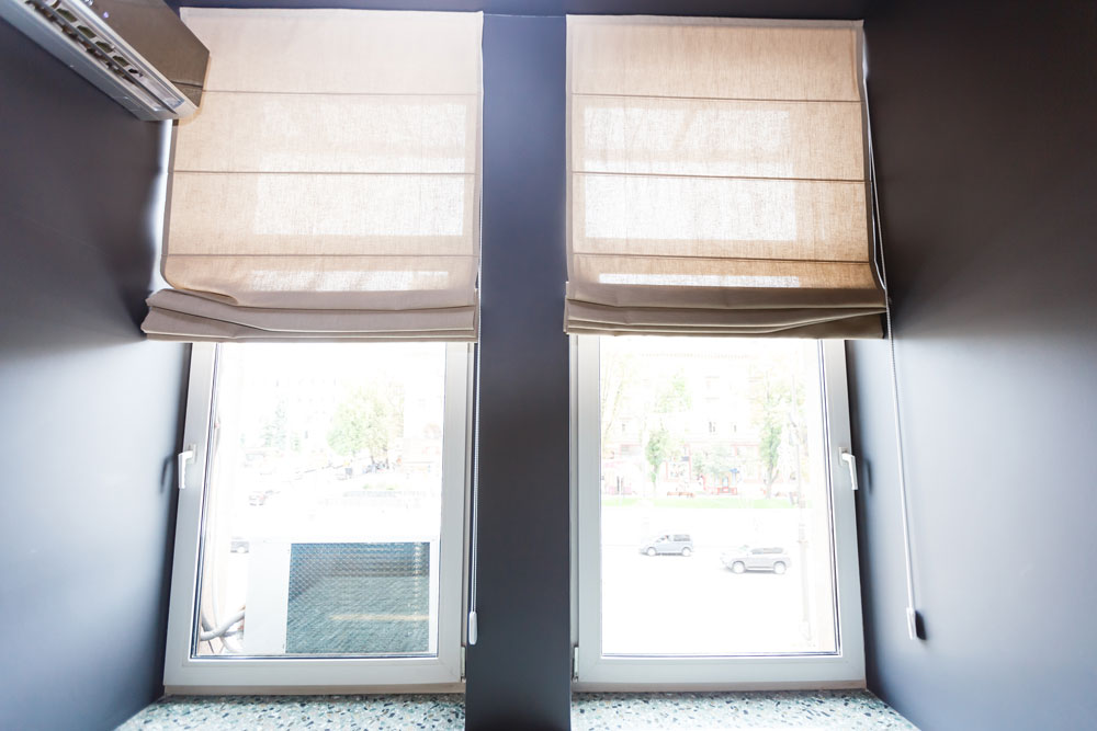 Modern fabric window treatments for your bathroom.