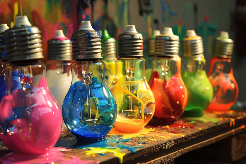 Bathroom paint and lighting inspiration concept illustration