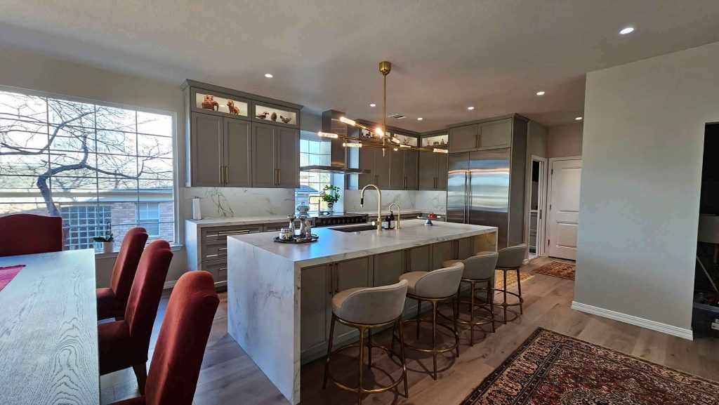 "Austin kitchen and bathroom remodel – modern Shaker cabinets with LED lighting in Balcones Woods home"