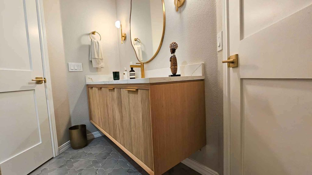 "Austin kitchen and bathroom remodel – guest bathroom update with modern vanity and tile in Austin, TX"